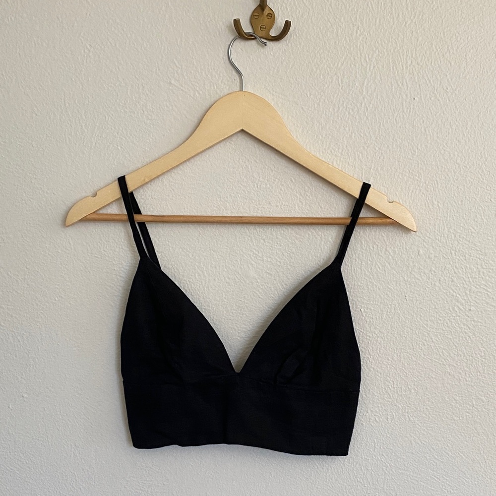 Linen Black Crop Top, banana republic